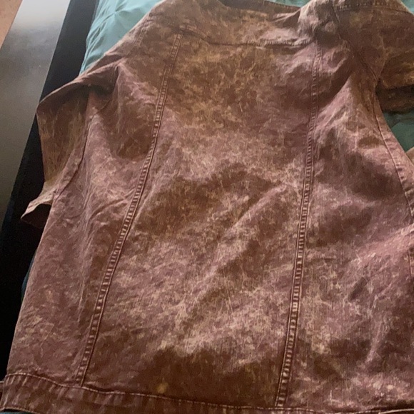 NWT Thrill jeans Denim knee jean Jacket. cream/ brown size xl . - Picture 5 of 5